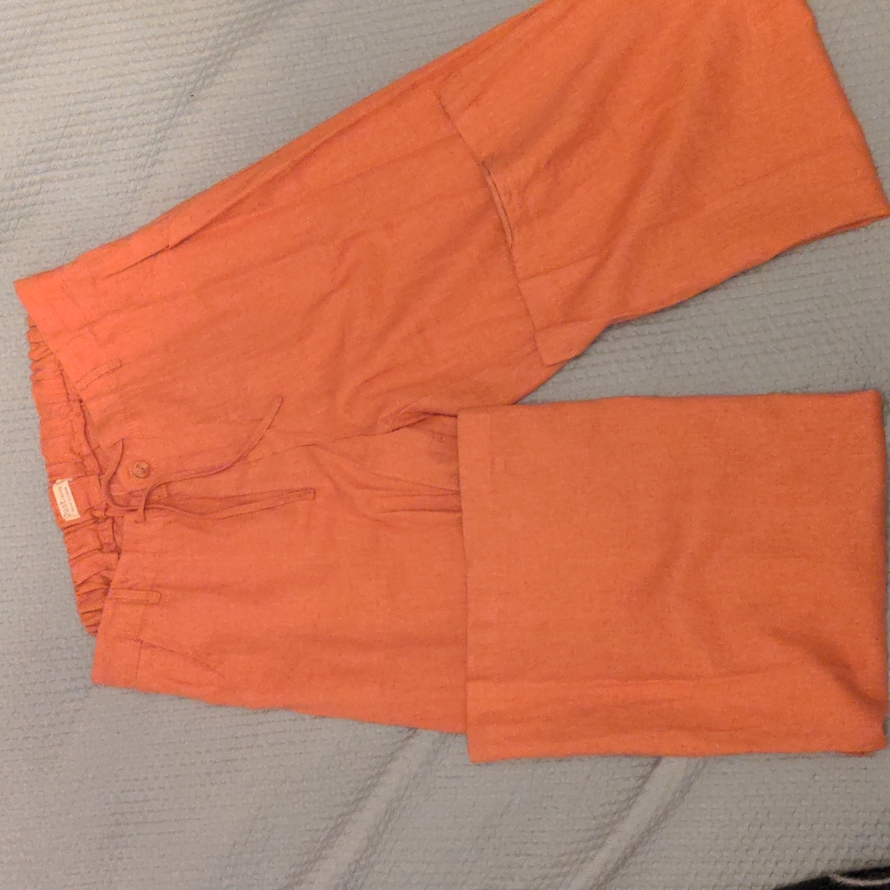 Women's Coral Linen Pants Large